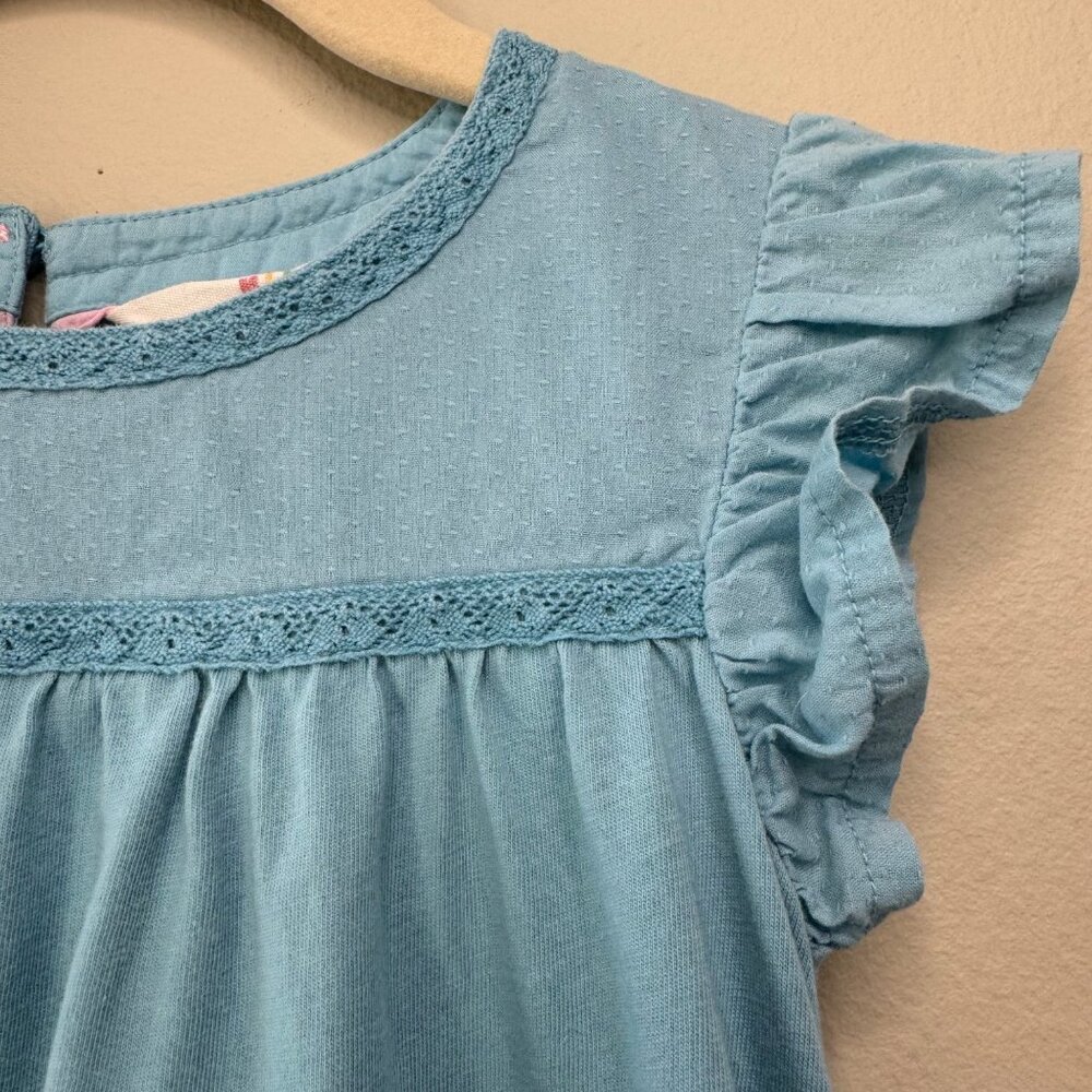 MINI BODEN A Line Flutter Sleeve Dress 3-4 Delphinium Retro Blue Jersey Toddler - Picture 4 of 9